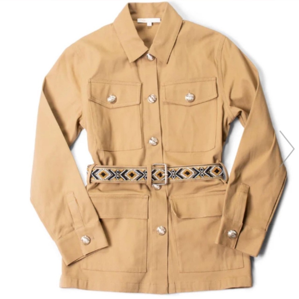 Maje Cotton Belted Beaded Safari
Jacket Brown